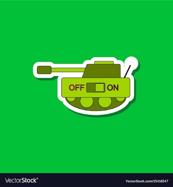 Paper sticker on stylish background kids toy tank vector image