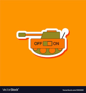 Paper sticker on stylish background kids toy tank vector image