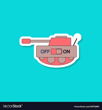 Paper sticker on stylish background kids toy tank vector image