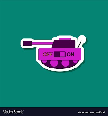 Paper sticker on stylish background kids toy tank vector image