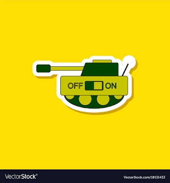 Paper sticker on stylish background kids toy tank vector image