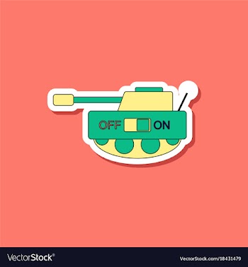 Paper sticker on stylish background kids toy tank vector image