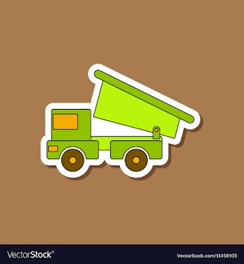 Paper sticker on stylish background Kids toy truck vector image