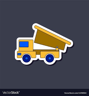 Paper sticker on stylish background kids toy truck vector image