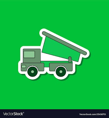 Paper sticker on stylish background kids toy truck vector image