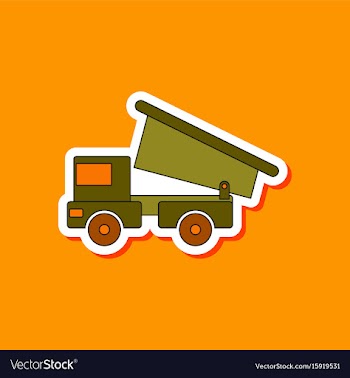Paper sticker on stylish background kids toy truck vector image