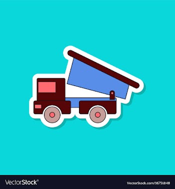 Paper sticker on stylish background kids toy truck vector image