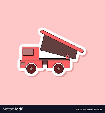 Paper sticker on stylish background kids toy truck vector image