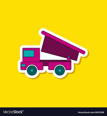Paper sticker on stylish background kids toy truck vector image