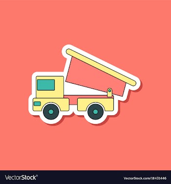 Paper sticker on stylish background kids toy truck vector image