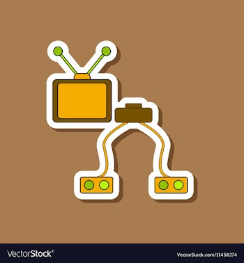 Paper sticker on stylish background Kids toy TV vector image