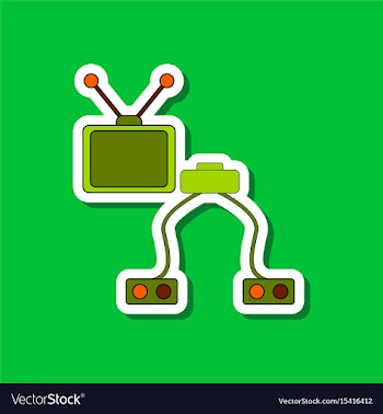 Paper sticker on stylish background kids toy tv vector image