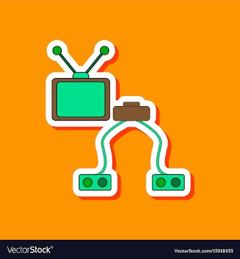 Paper sticker on stylish background kids toy tv vector image