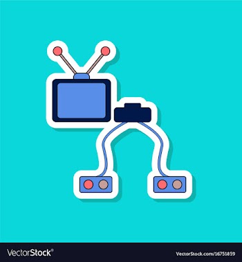 Paper sticker on stylish background kids toy tv vector image