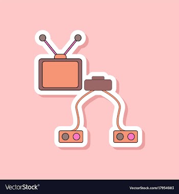 Paper sticker on stylish background kids toy tv vector image