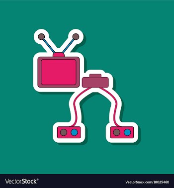 Paper sticker on stylish background kids toy tv vector image