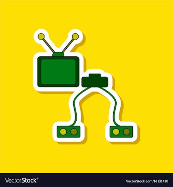 Paper sticker on stylish background kids toy tv vector image