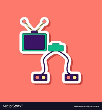 Paper sticker on stylish background kids toy tv vector image