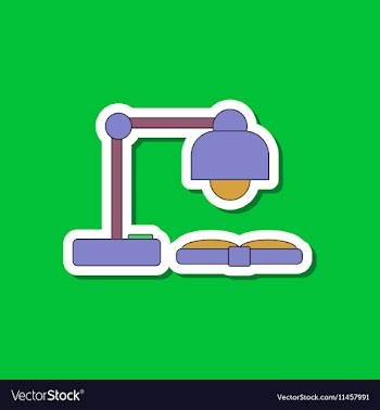 Paper sticker on stylish background lamp open book vector image