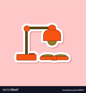 Paper sticker on stylish background lamp open book vector image