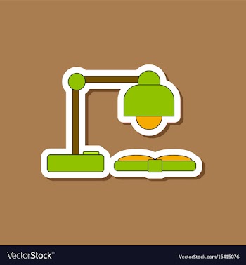 Paper sticker on stylish background lamp open book vector image