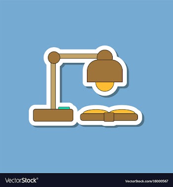 Paper sticker on stylish background lamp open book vector image