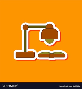 Paper sticker on stylish background lamp open book vector image