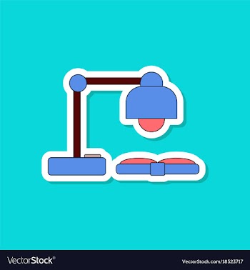 Paper sticker on stylish background lamp open book vector image