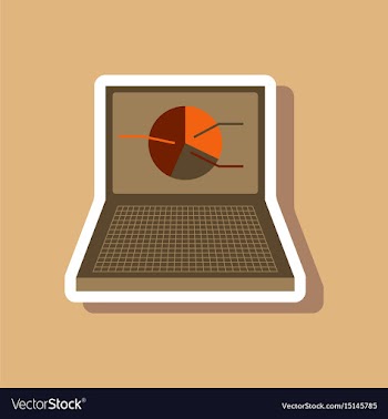 Paper sticker on stylish background laptop chart vector image