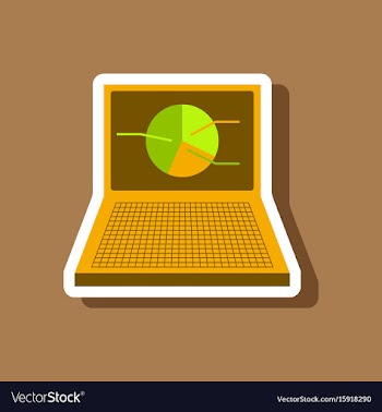 Paper sticker on stylish background laptop chart vector image