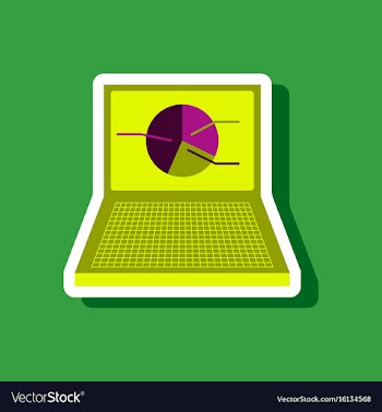 Paper sticker on stylish background laptop chart vector image