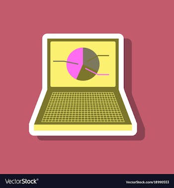 Paper sticker on stylish background laptop chart vector image