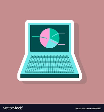 Paper sticker on stylish background laptop chart vector image