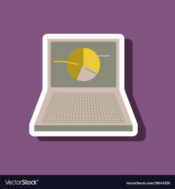 Paper sticker on stylish background laptop chart vector image