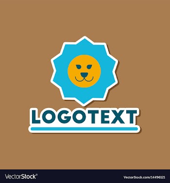 Paper sticker on stylish background lion logo vector image