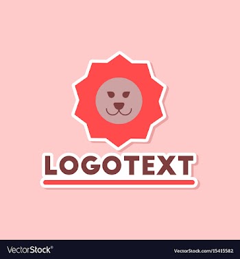 Paper sticker on stylish background lion logo vector image