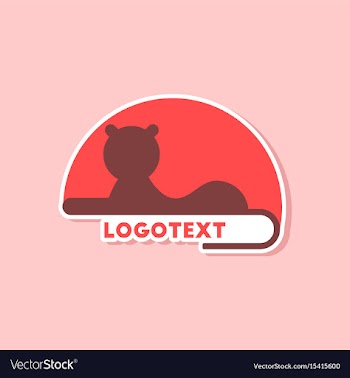 Paper sticker on stylish background lion logo vector image
