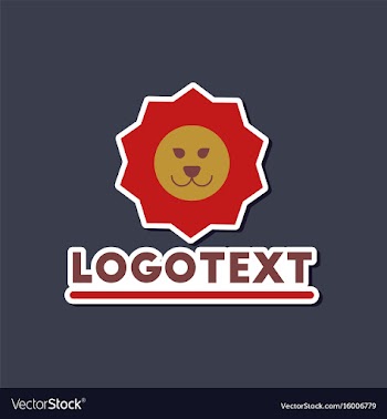Paper sticker on stylish background lion logo vector image
