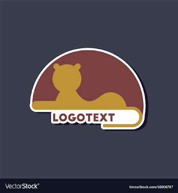 Paper sticker on stylish background lion logo vector image