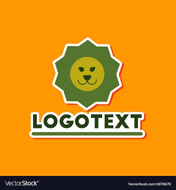 Paper sticker on stylish background lion logo vector image