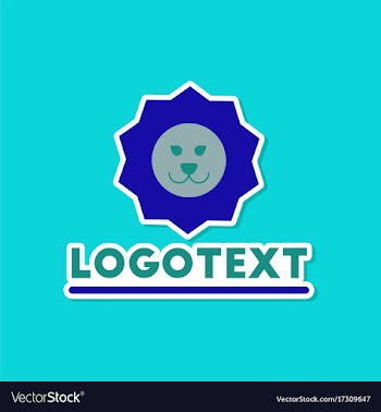 Paper sticker on stylish background lion logo vector image