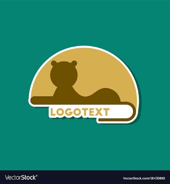 Paper sticker on stylish background lion logo vector image