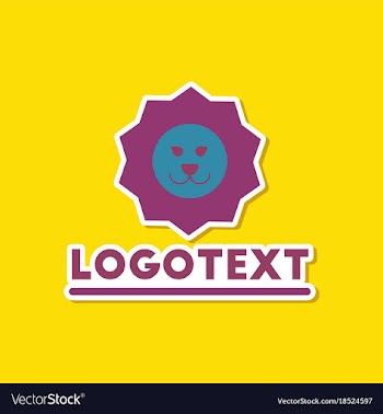 Paper sticker on stylish background lion logo vector image