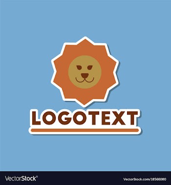 Paper sticker on stylish background lion logo vector image
