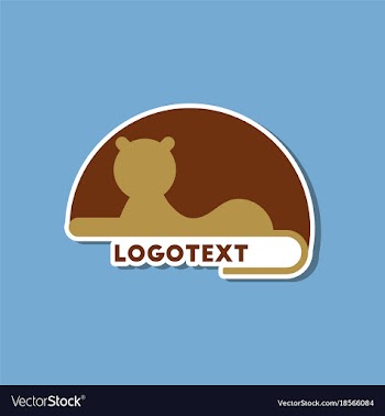 Paper sticker on stylish background lion logo vector image