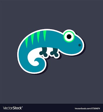 Paper sticker on stylish background lizard reptile vector image