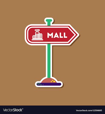 Paper sticker on stylish background mall sign vector image