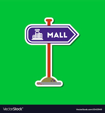 Paper sticker on stylish background mall sign vector image