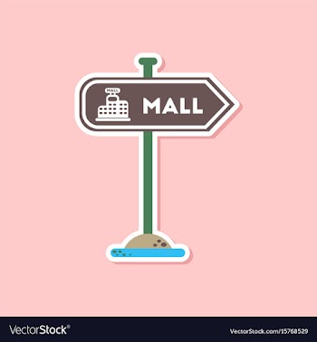 Paper sticker on stylish background mall sign vector image
