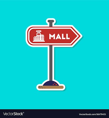 Paper sticker on stylish background mall sign vector image